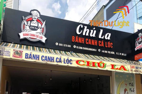 Bảng hiệu bánh canh cá lóc độc đáo, đa dạng chất liệu