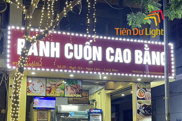 Đặc điểm của bảng hiệu bánh cuốn nóng