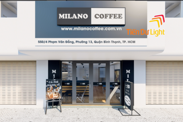 Tạo điểm nhấn bảng hiệu cafe bằng màu sắc chủ đạo