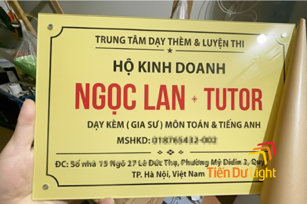 Bảng hiệu hộ kinh doanh dạy thêm học thêm mica in uv