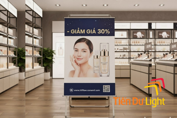 Bảng hiệu mỹ phẩm đứng trưng bày thông tin về sản phẩm