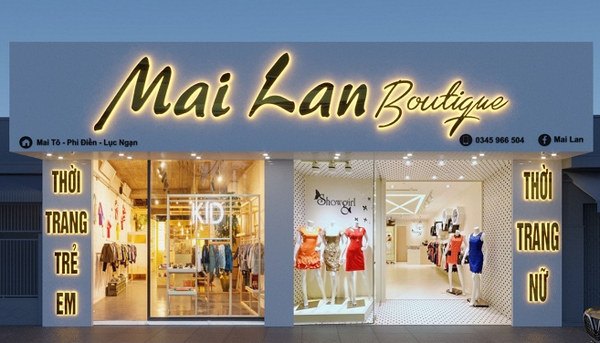 Mẫu bảng hiệu shop thời trang với thiết kế tối giản