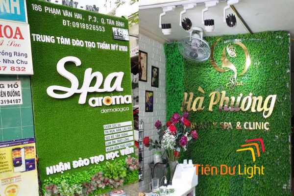 Bảng hiệu spa cỏ nhân tạo độc đáo