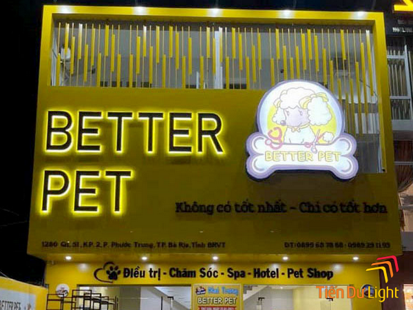 Bảng hiệu shop thú cưng kết hợp hình ảnh minh họa sinh động