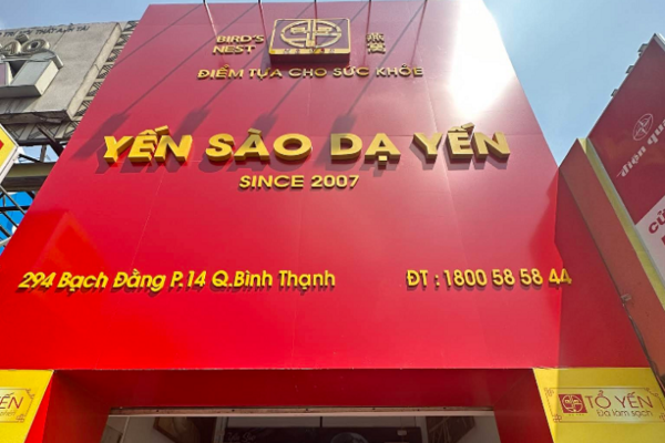 Bảng hiệu yến sào nền alu chữ nổi inox