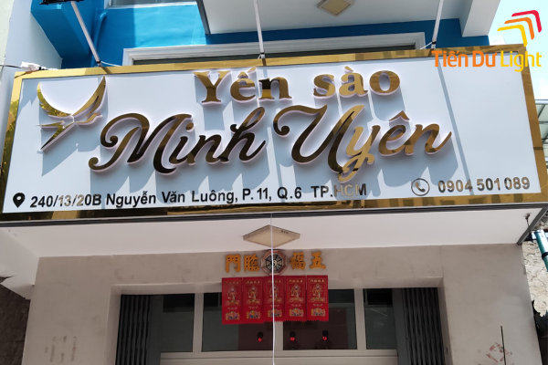 Bảng hiệu yến sào chữ nổi vàng alu