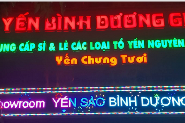Bảng hiệu yến sào sử dụng led chữ nổi và led ma trận