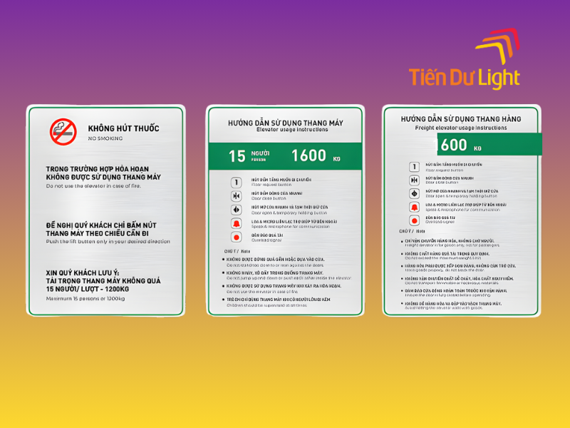 Quy định của bảng hướng dẫn sử dụng thang máy