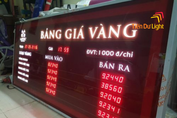 Bảng led giá vàng cập nhập thông tin hiện đại nhanh chóng