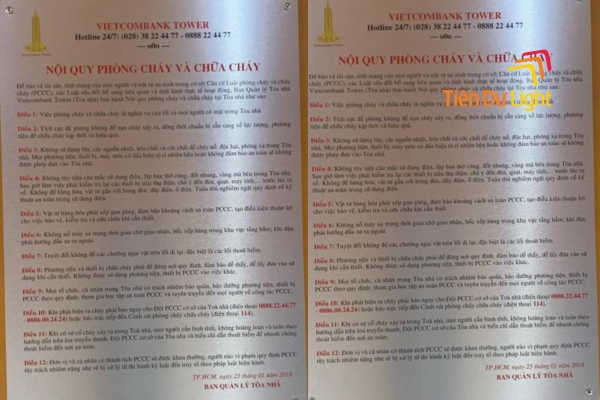 Bảng nội quy pccc inox