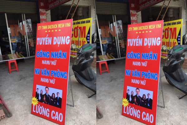 Biển bạt căng khung sắt tuyển dụng