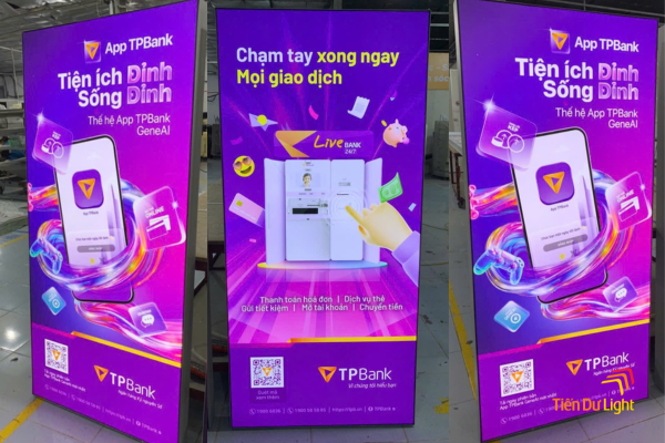 Biển bạt hộp đèn bên trong gắn hệ thống led chiếu sáng nổi bật