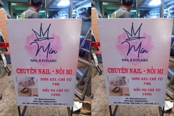 Biển bạt đứng tiệm nail mi