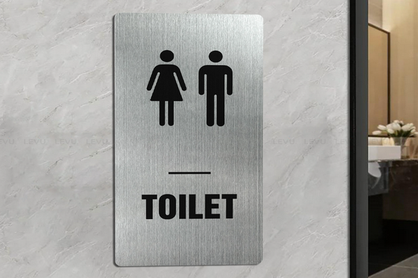Biển chỉ dẫn wc, nhà vệ sinh inox
