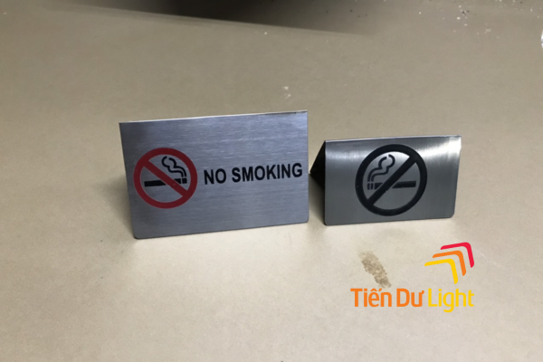 Biển no smoking để bàn inox