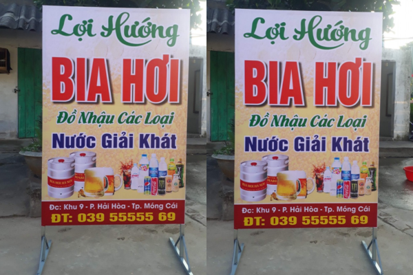 Biển bạt đứng quán bán bia