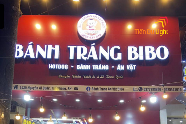 Biển quảng cáo bánh tráng trộn chữ nổi đèn led