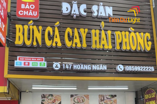 Biển quảng cáo bún cá chữ nổi