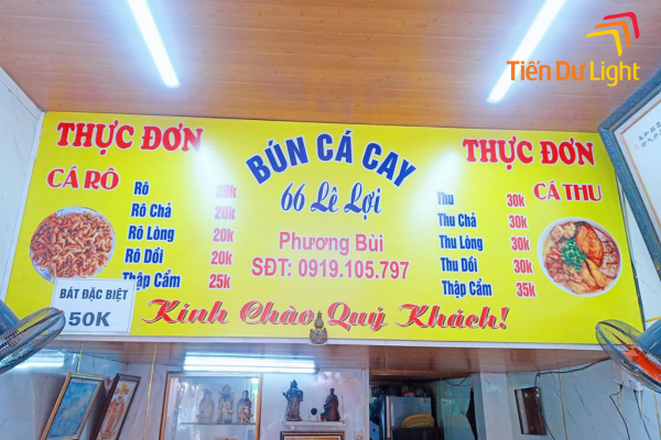 Biển quảng cáo bún cá bạt in UV