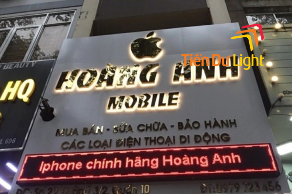 Bảng hiệu điện thoại chữ nổi inox, bảng led ma trận iphone