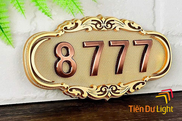Biển số nhà nhôm đúc mạ vàng sang trọng, nổi bật