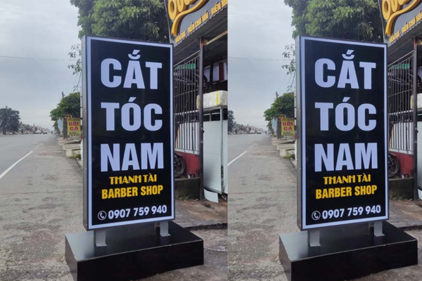 Biển vẫy hộp đèn đứng quán tóc