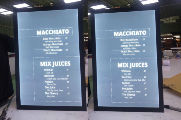 Cấu tạo bảng hiệu hộp đèn trà sữa