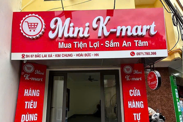 Biền quảng cáo siêu thị mini chữ nổi tạo hiệu ứng nổi bật 