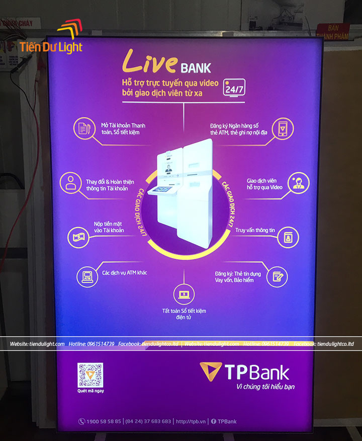 Mẫu hộp đèn siêu mỏng ngân hàng TPBank