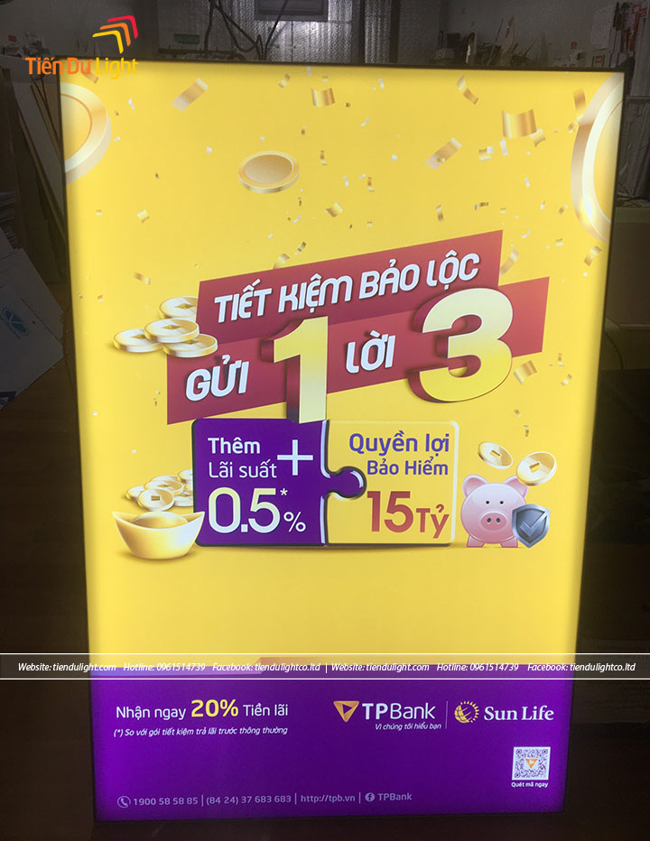 Mẫu hộp đèn siêu mỏng ngân hàng TPBank đẹp