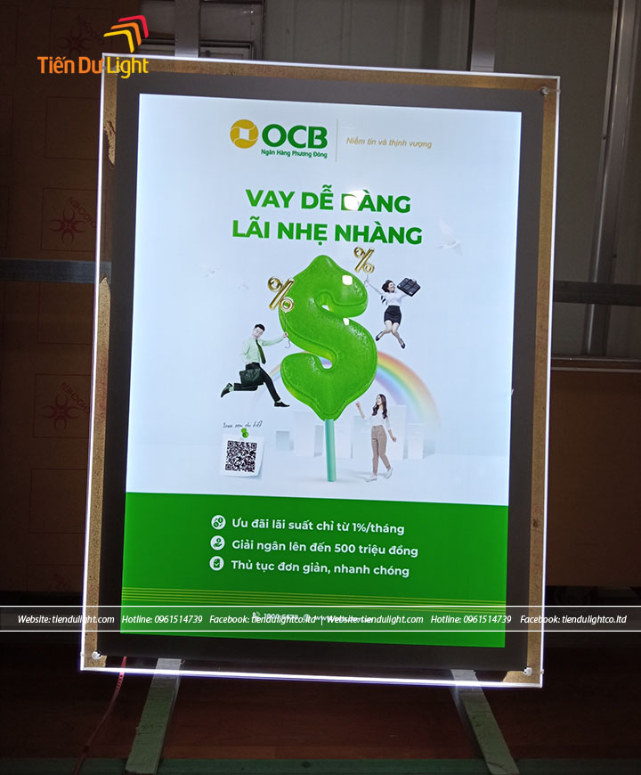 Mẫu hộp đèn siêu mỏng ngân hàng OCB đẹp