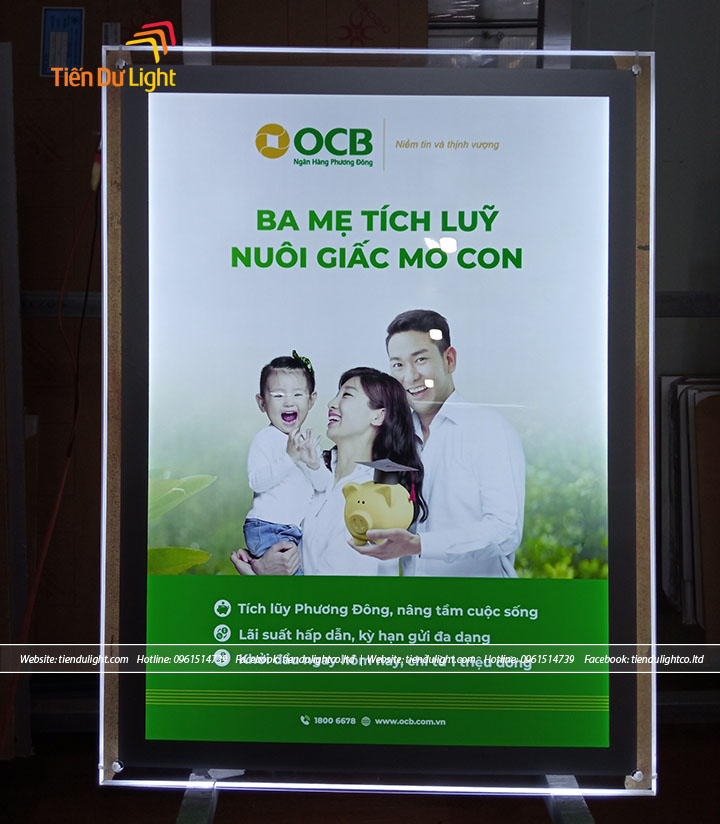 Mẫu hộp đèn siêu mỏng ngân hàng OCB không khung