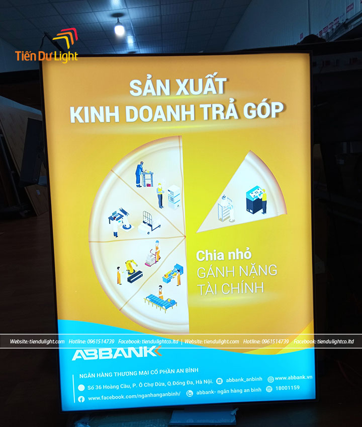 Mẫu hộp đèn siêu mỏng ngân hàng ABBank chuẩn nhận diện