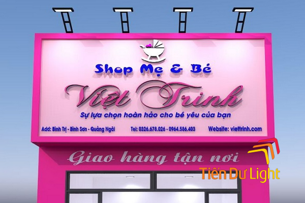 Bảng hiệu nền hồng pastel phối chữ xám hoặc xanh thanh lịch