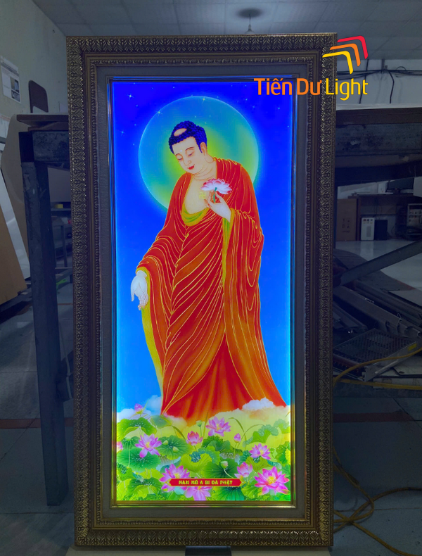 Mẫu tranh điện Phật Giáo khung gỗ đẹp