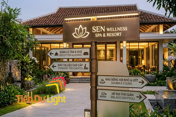 Biển chỉ dẫn spa giúp định hướng lối đi cho khách hàng dễ dàng