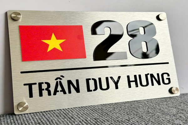 Mẫu biển số nhà inox xước bền đẹp