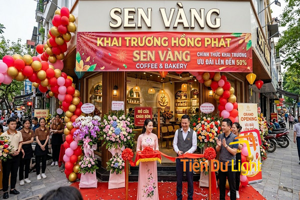 Thi công bảng hiệu khai trương chuyên nghiệp, màu sắc nổi bật