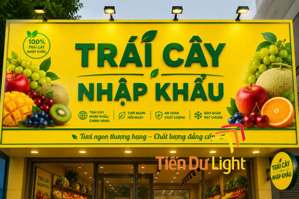 Bảng hiệu nền vàng chữ xanh, nhận diện nổi bật, thu hút mọi ánh nhìn