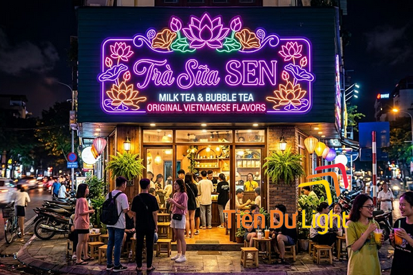 Bảng hiệu trà sữa Led Neon nổi bật ban đêm