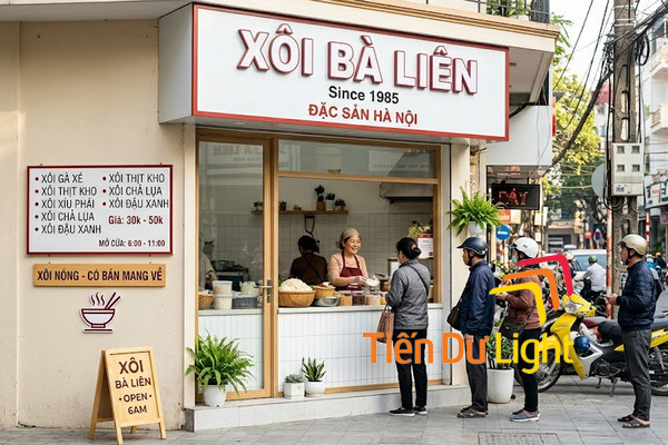 Biển hiệu quán xôi hiện đại, chuyên nghiệp
