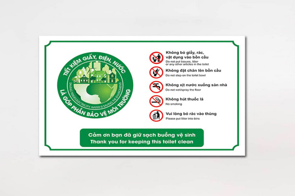 Bảng nội quy nhà vệ sinh trường học làm từ chất liệu đa dạng