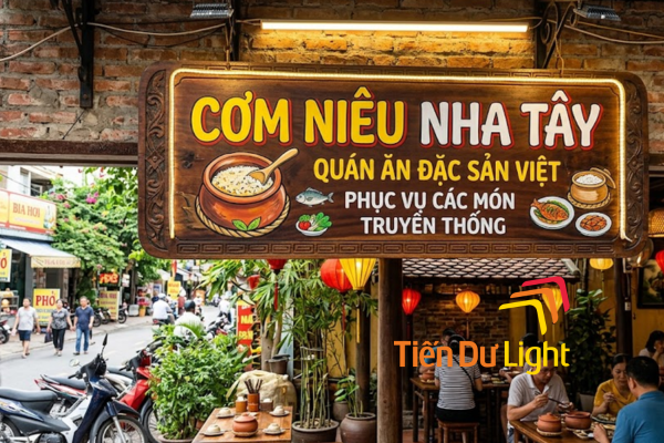 Bảng hiệu cơm niêu giản dị, gần gũi