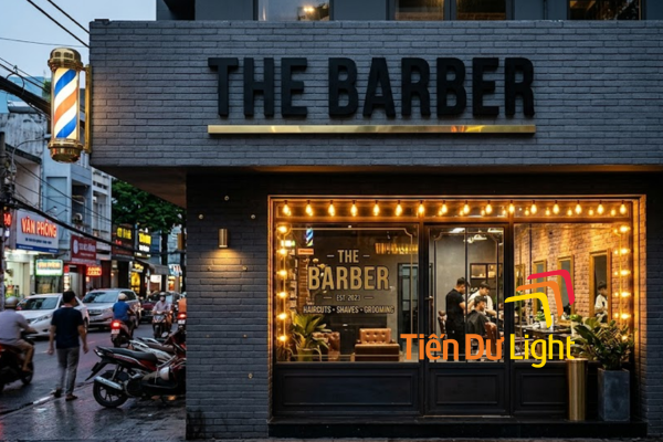 Bảng hiệu hớt tóc nam: Phong cách barber shop, thu hút khách