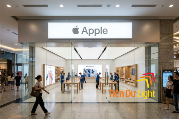 Biển hiệu cửa hàng iPhone trong trung tâm thương mại
