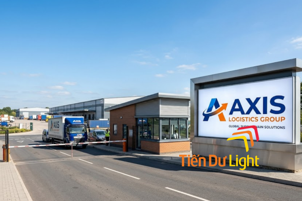 Bảng hiệu logistics cổng chính với hộp đèn LED