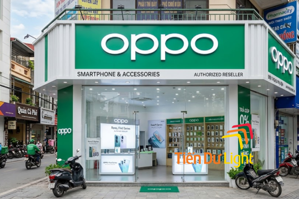 Biển hiệu OPPO đồng bộ chuỗi đại lý điện thoại nhiều chi nhánh