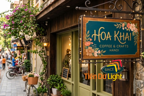 Mặt tiền chuỗi cửa hàng với hệ thống biển hiệu phối màu đồng bộ