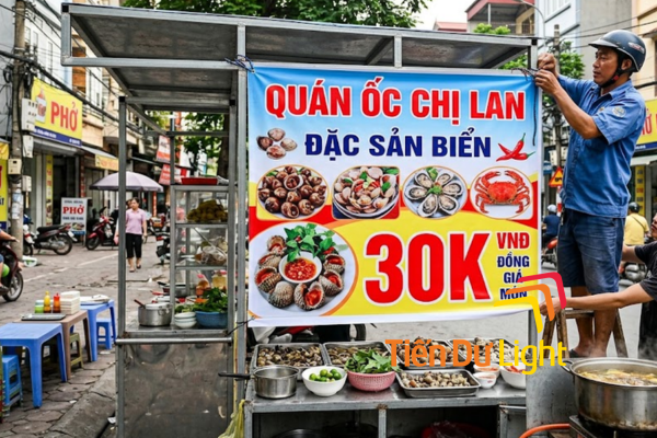 Bảng hiệu ốc 30K đơn giản nhưng kém phần hấp dẫn