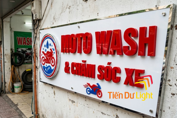 Bảng hiệu rửa xe máy hiện đại giúp cửa hàng trở nên chuyên nghiệp